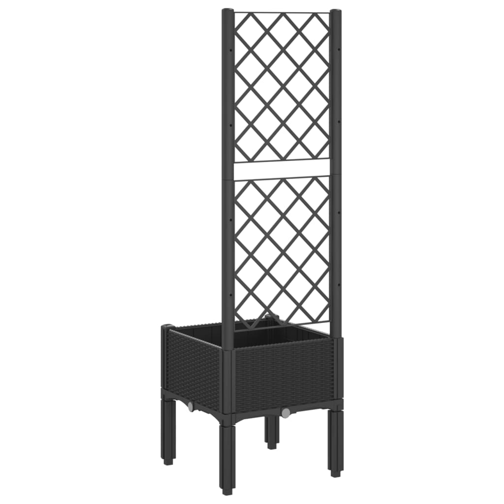 Plantenbak met latwerk 40x40x142 cm polypropeen zwart is nu te koop bij PeponiXL, paradijselijk wonen!