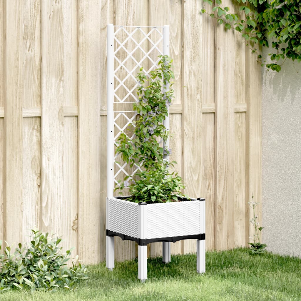 Plantenbak met latwerk 40x40x142 cm polypropeen wit is nu te koop bij PeponiXL, paradijselijk wonen!