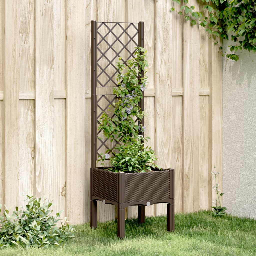 Plantenbak met latwerk 40x40x142 cm polypropeen bruin is nu te koop bij PeponiXL, paradijselijk wonen!