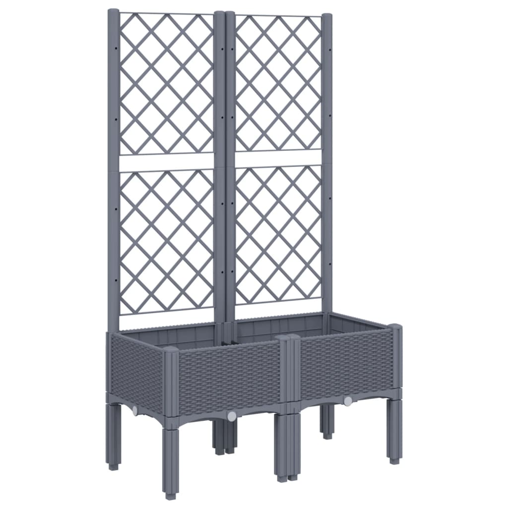 Plantenbak met latwerk 80x40x142 cm polypropeen blauwgrijs is nu te koop bij PeponiXL, paradijselijk wonen!