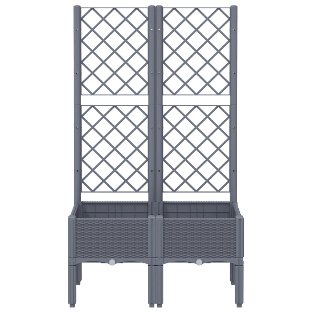 Plantenbak met latwerk 80x40x142 cm polypropeen blauwgrijs is nu te koop bij PeponiXL, paradijselijk wonen!
