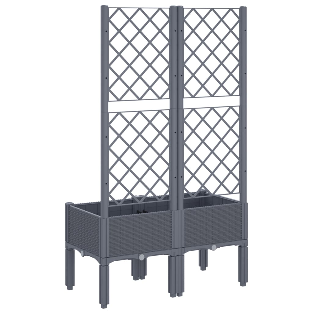Plantenbak met latwerk 80x40x142 cm polypropeen blauwgrijs is nu te koop bij PeponiXL, paradijselijk wonen!