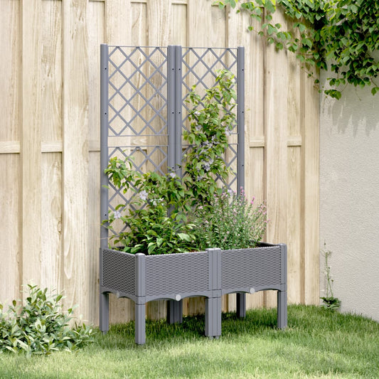 Plantenbak met latwerk 80x40x142 cm polypropeen blauwgrijs is nu te koop bij PeponiXL, paradijselijk wonen!