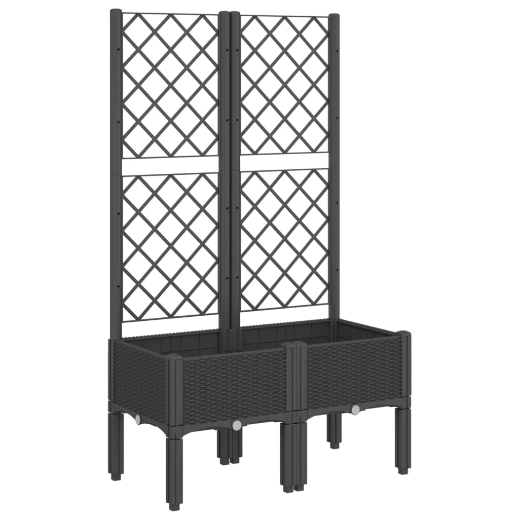 Plantenbak met latwerk 80x40x142 cm polypropeen zwart is nu te koop bij PeponiXL, paradijselijk wonen!