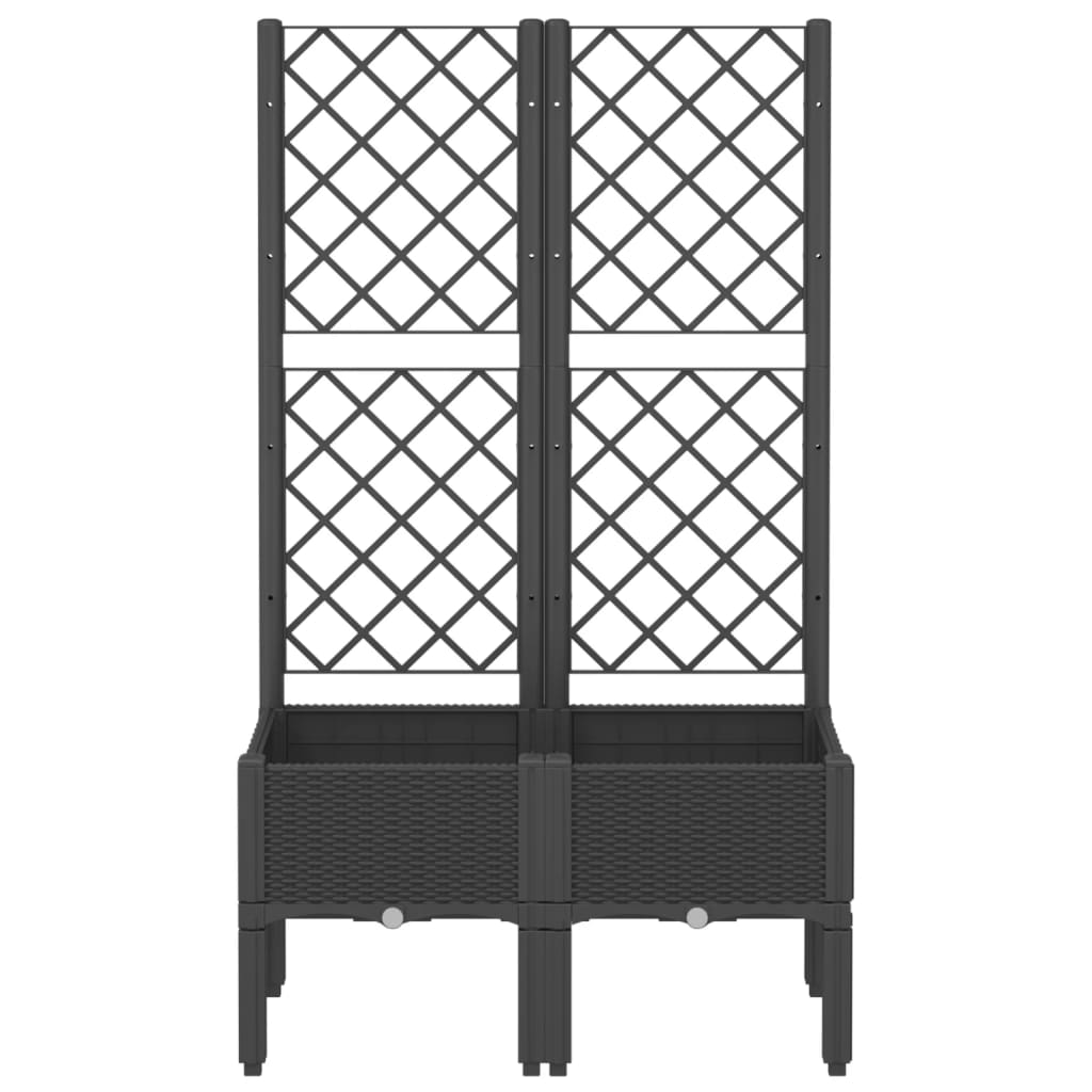 Plantenbak met latwerk 80x40x142 cm polypropeen zwart is nu te koop bij PeponiXL, paradijselijk wonen!