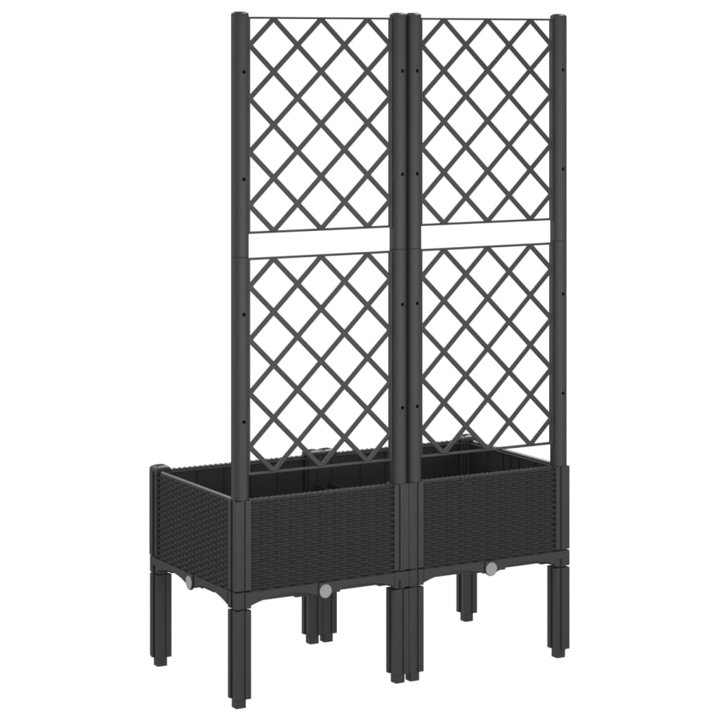 Plantenbak met latwerk 80x40x142 cm polypropeen zwart is nu te koop bij PeponiXL, paradijselijk wonen!