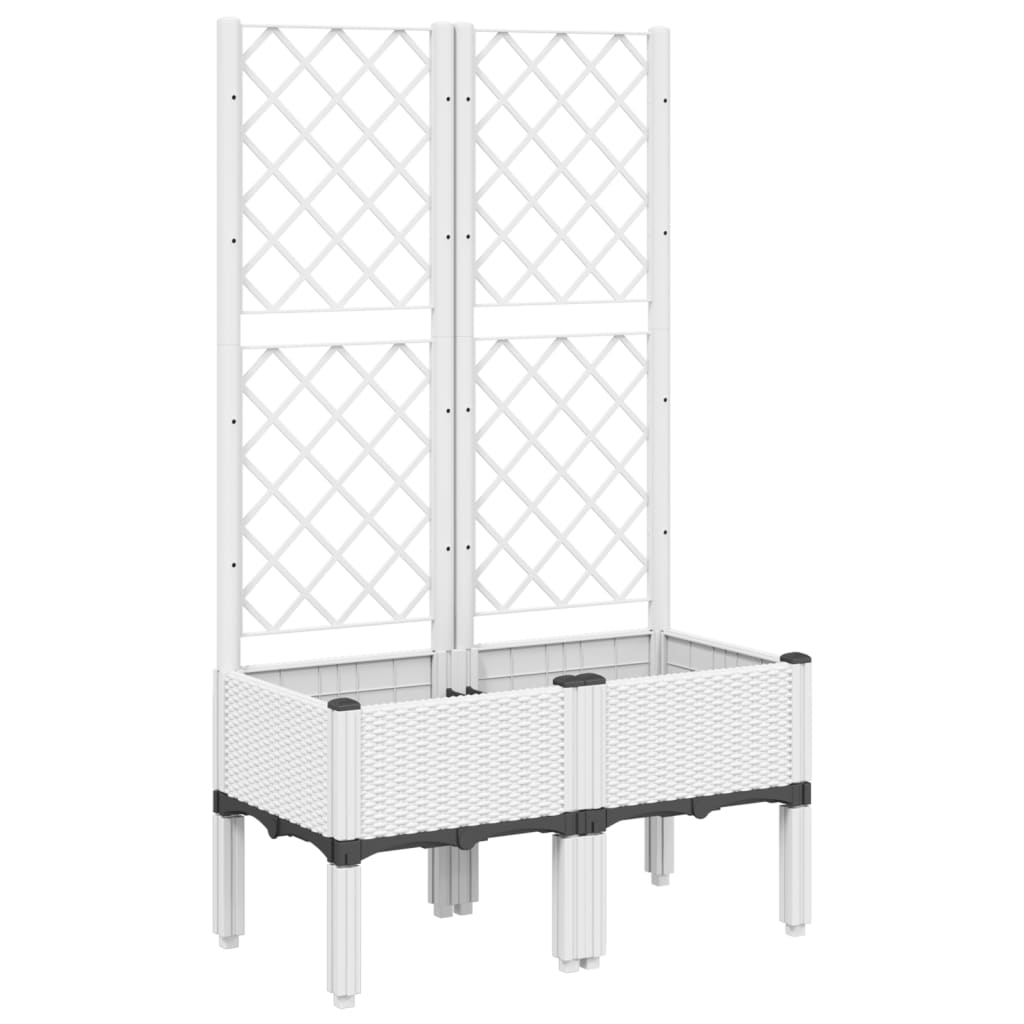 Plantenbak met latwerk 80x40x142 cm polypropeen wit is nu te koop bij PeponiXL, paradijselijk wonen!