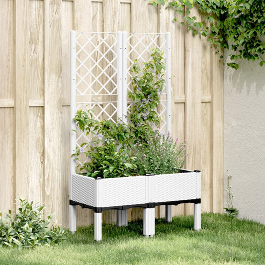 Plantenbak met latwerk 80x40x142 cm polypropeen wit is nu te koop bij PeponiXL, paradijselijk wonen!