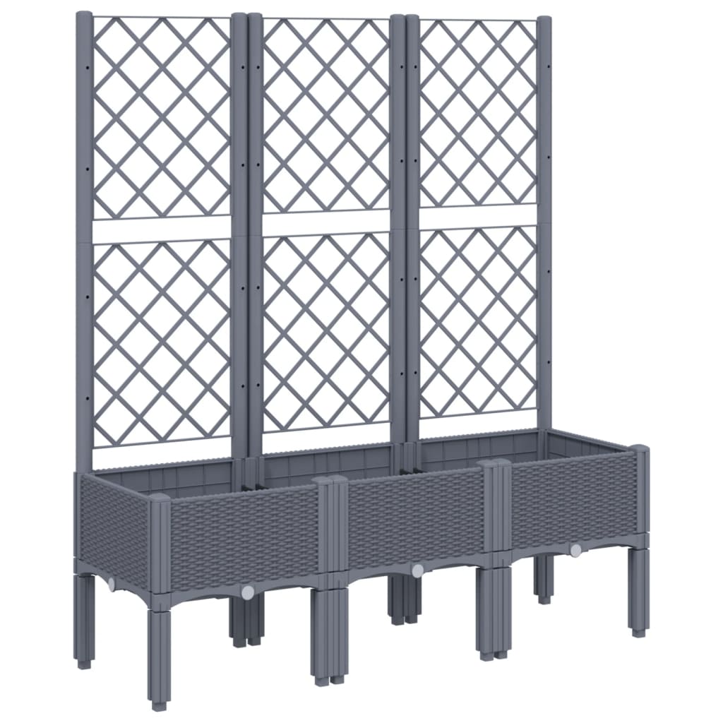 Plantenbak met latwerk 120x40x142 cm polypropeen blauwgrijs is nu te koop bij PeponiXL, paradijselijk wonen!