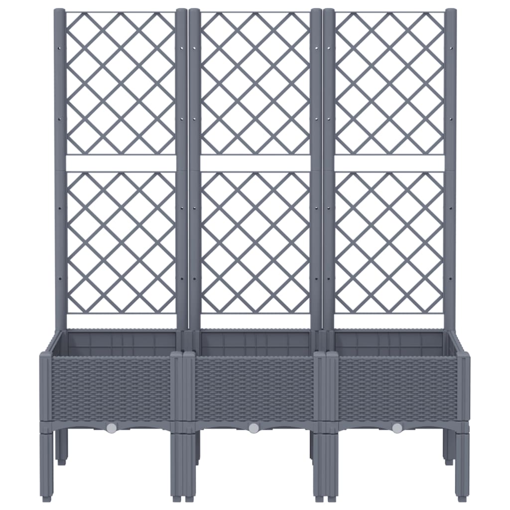 Plantenbak met latwerk 120x40x142 cm polypropeen blauwgrijs is nu te koop bij PeponiXL, paradijselijk wonen!