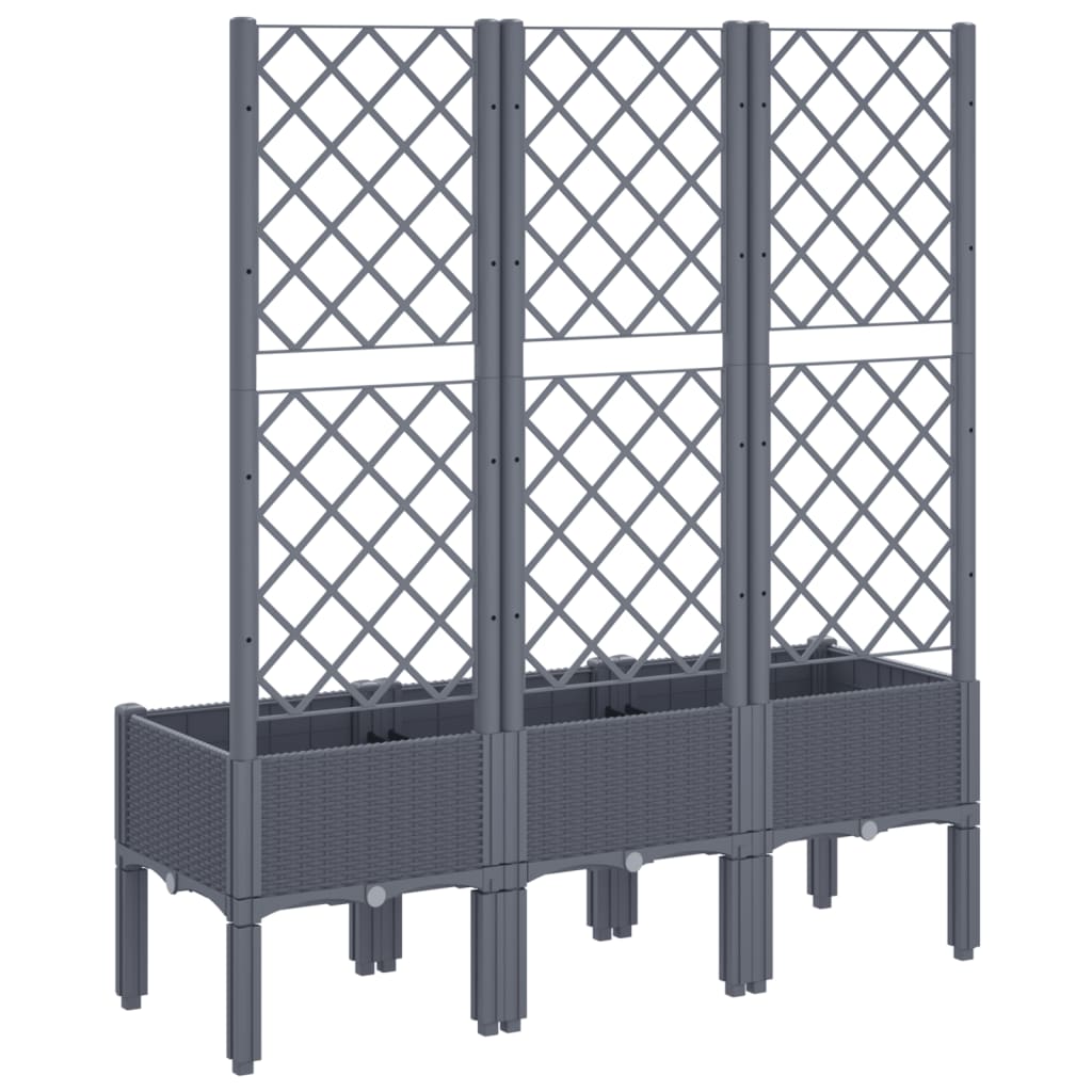 Plantenbak met latwerk 120x40x142 cm polypropeen blauwgrijs is nu te koop bij PeponiXL, paradijselijk wonen!