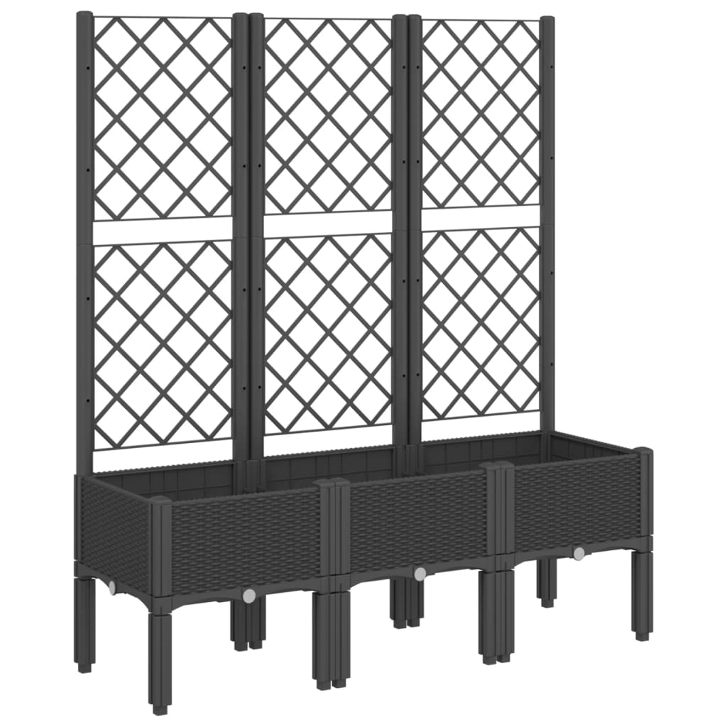 Plantenbak met latwerk 120x40x142 cm polypropeen zwart is nu te koop bij PeponiXL, paradijselijk wonen!