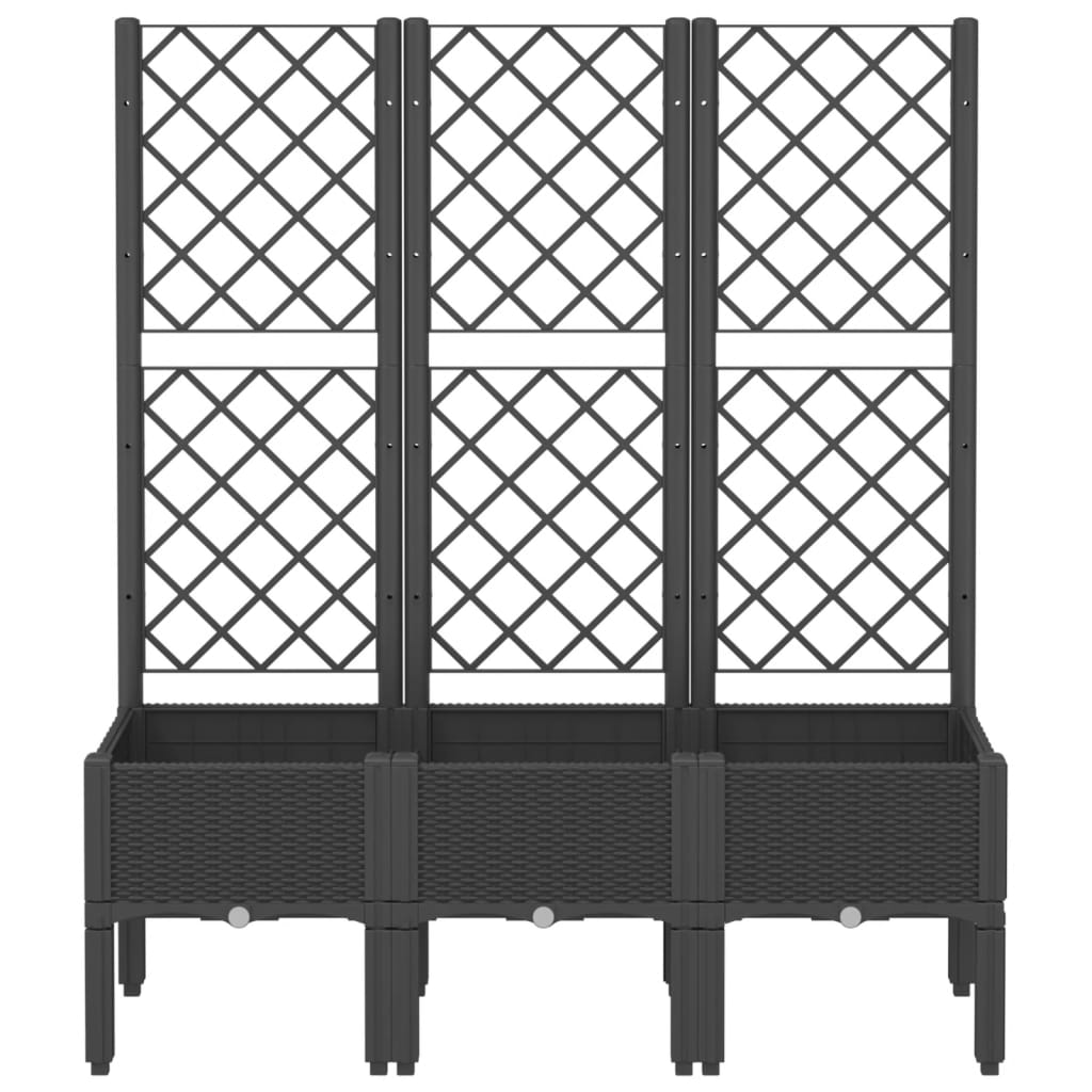 Plantenbak met latwerk 120x40x142 cm polypropeen zwart is nu te koop bij PeponiXL, paradijselijk wonen!