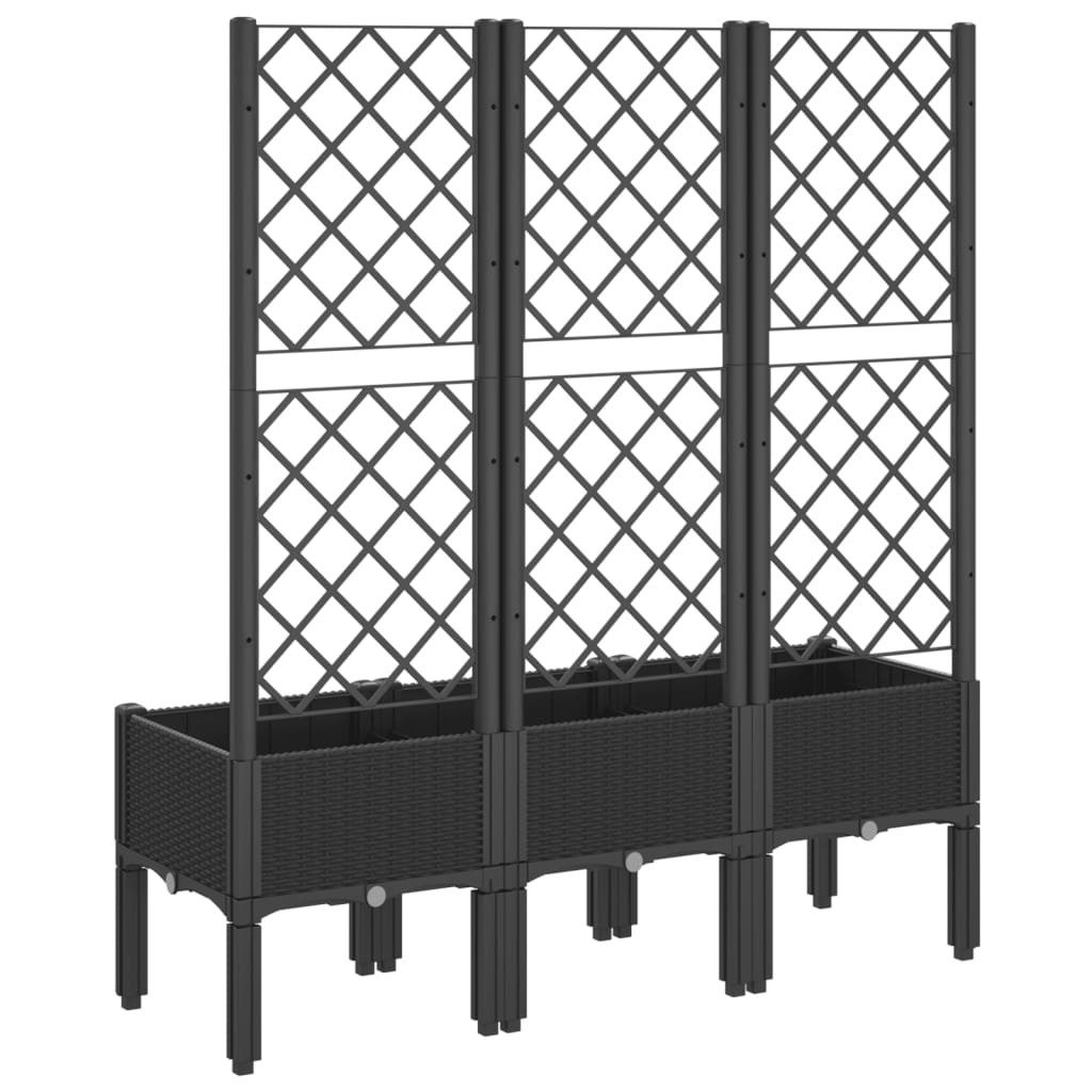 Plantenbak met latwerk 120x40x142 cm polypropeen zwart is nu te koop bij PeponiXL, paradijselijk wonen!