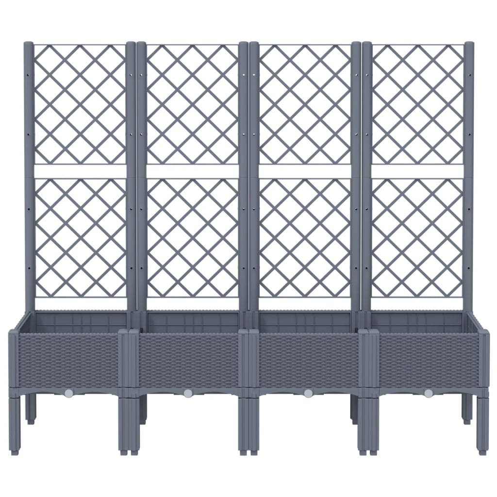 Plantenbak met latwerk 160x40x142 cm polypropeen blauwgrijs is nu te koop bij PeponiXL, paradijselijk wonen!
