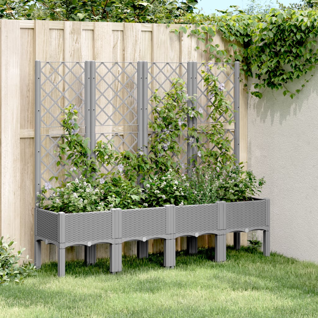 Plantenbak met latwerk 160x40x142 cm polypropeen lichtgrijs is nu te koop bij PeponiXL, paradijselijk wonen!