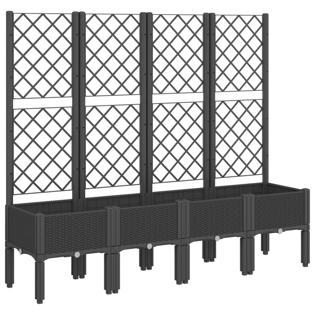 Plantenbak met latwerk 160x40x142 cm polypropeen zwart is nu te koop bij PeponiXL, paradijselijk wonen!