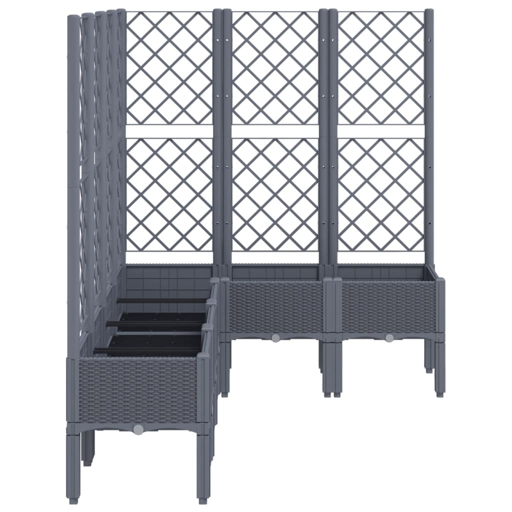 Plantenbak met latwerk 160x120x142 cm polypropeen blauwgrijs is nu te koop bij PeponiXL, paradijselijk wonen!