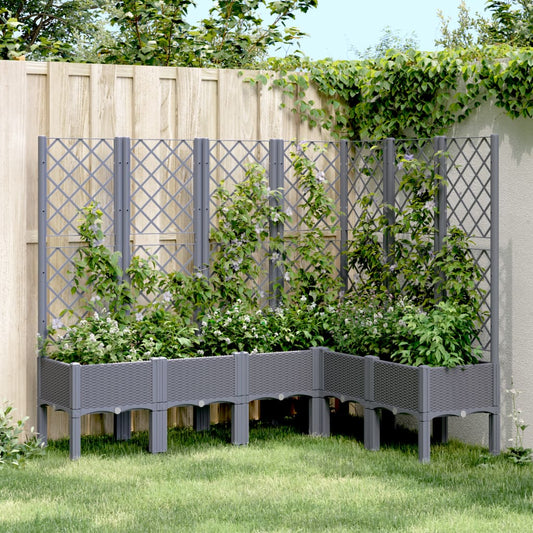 Plantenbak met latwerk 160x120x142 cm polypropeen blauwgrijs is nu te koop bij PeponiXL, paradijselijk wonen!