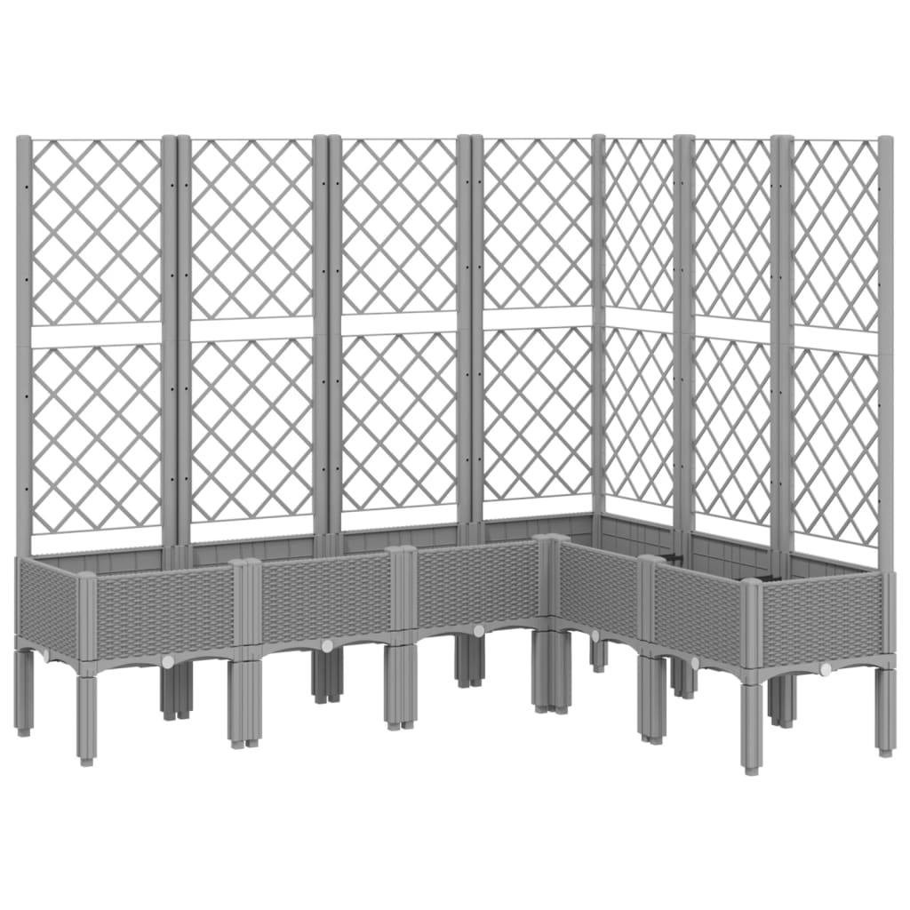 Plantenbak met latwerk 160x120x142 cm polypropeen lichtgrijs is nu te koop bij PeponiXL, paradijselijk wonen!
