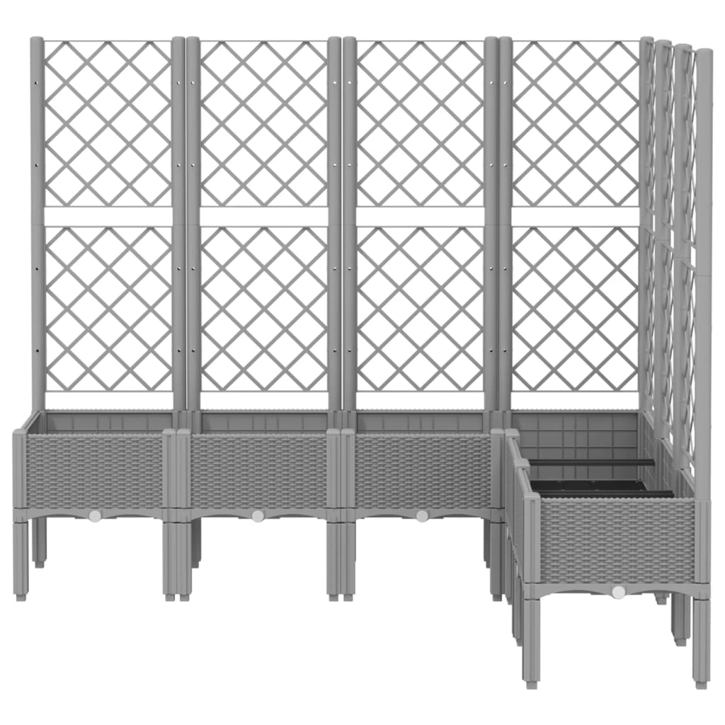 Plantenbak met latwerk 160x120x142 cm polypropeen lichtgrijs is nu te koop bij PeponiXL, paradijselijk wonen!