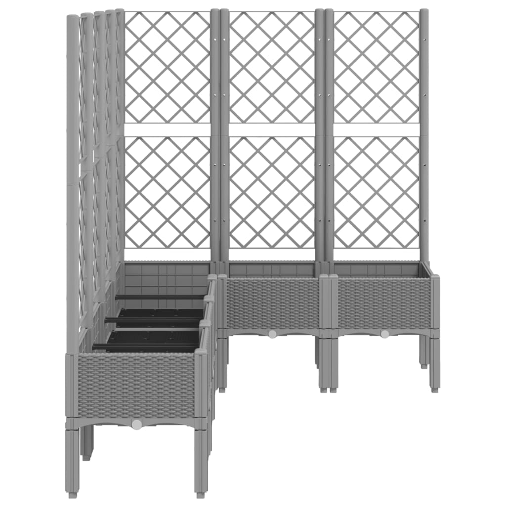 Plantenbak met latwerk 160x120x142 cm polypropeen lichtgrijs is nu te koop bij PeponiXL, paradijselijk wonen!