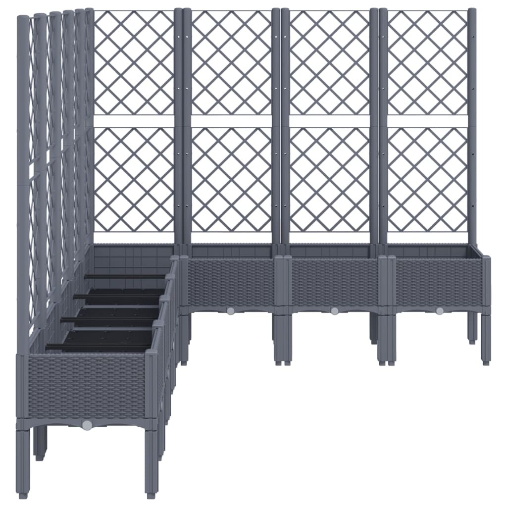 Plantenbak met latwerk 200x160x142 cm polypropeen blauwgrijs is nu te koop bij PeponiXL, paradijselijk wonen!