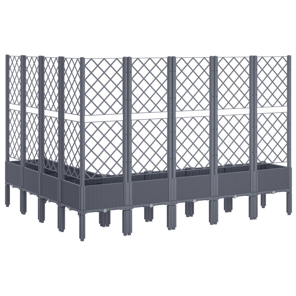 Plantenbak met latwerk 200x160x142 cm polypropeen blauwgrijs is nu te koop bij PeponiXL, paradijselijk wonen!