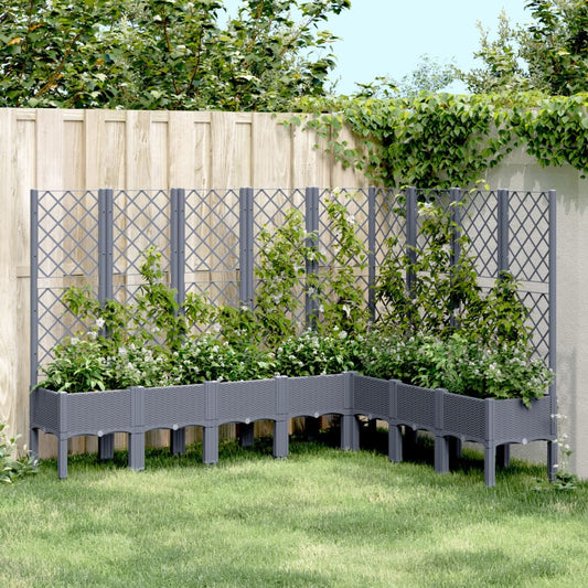 Plantenbak met latwerk 200x160x142 cm polypropeen blauwgrijs is nu te koop bij PeponiXL, paradijselijk wonen!