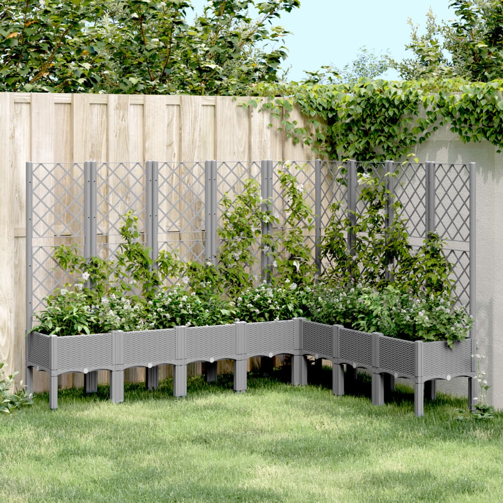 Plantenbak met latwerk 200x160x142 cm polypropeen lichtgrijs is nu te koop bij PeponiXL, paradijselijk wonen!