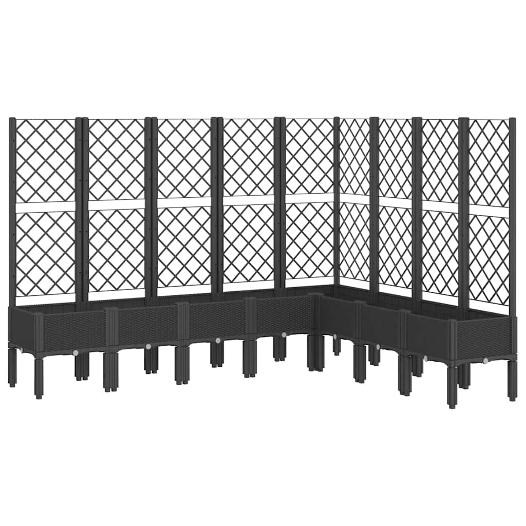 Plantenbak met latwerk 200x160x142 cm polypropeen zwart is nu te koop bij PeponiXL, paradijselijk wonen!