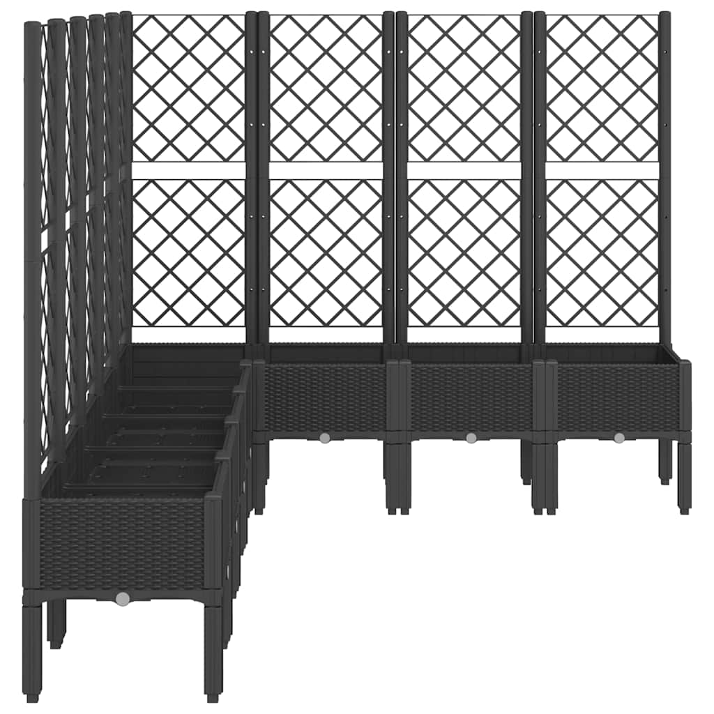 Plantenbak met latwerk 200x160x142 cm polypropeen zwart is nu te koop bij PeponiXL, paradijselijk wonen!