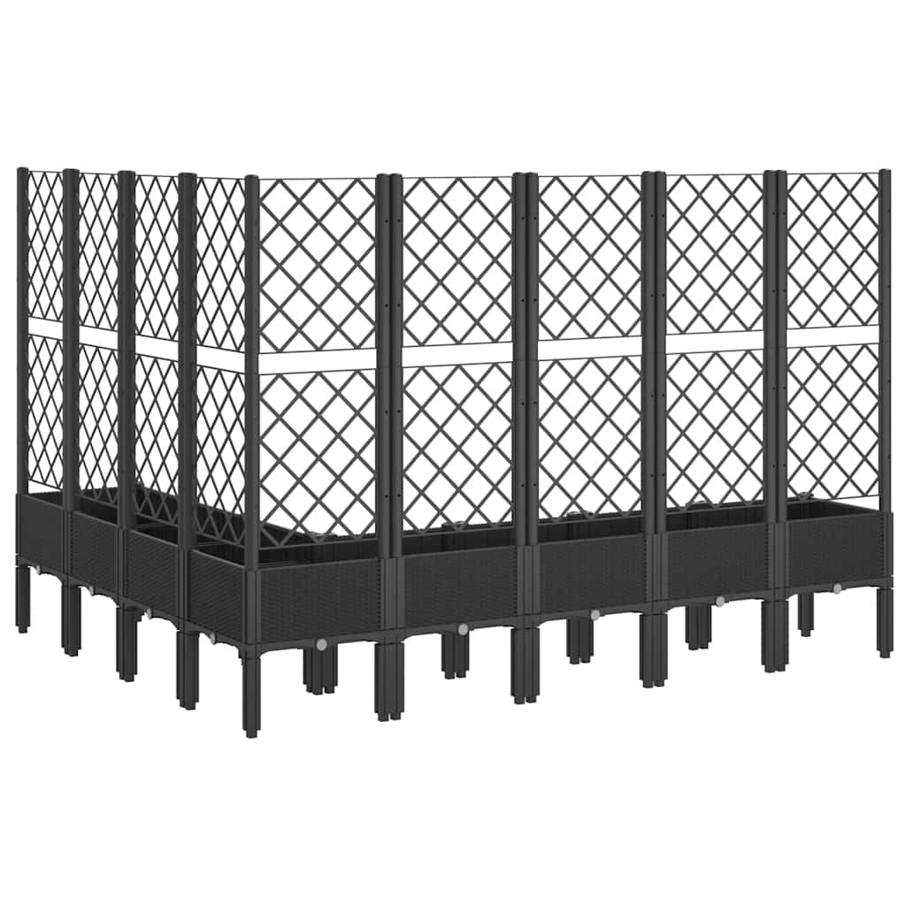 Plantenbak met latwerk 200x160x142 cm polypropeen zwart is nu te koop bij PeponiXL, paradijselijk wonen!