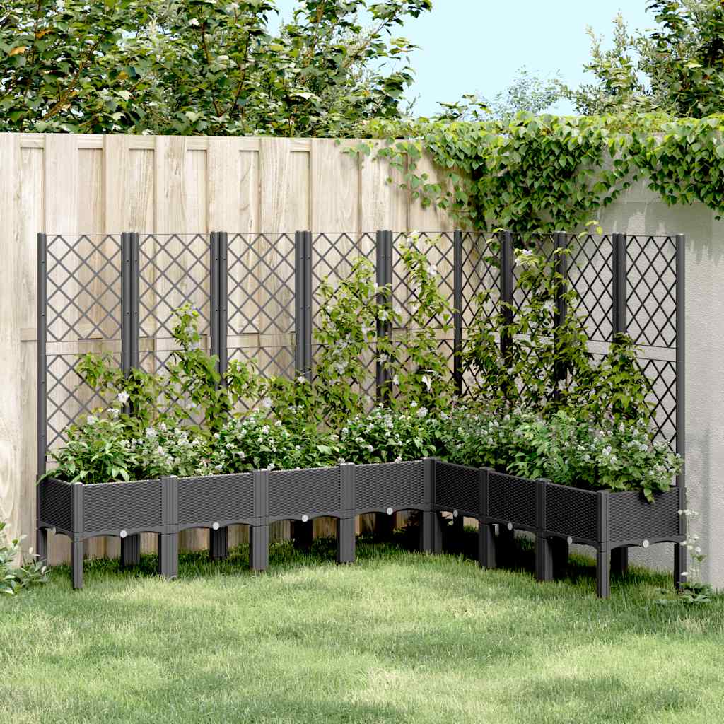 Plantenbak met latwerk 200x160x142 cm polypropeen zwart is nu te koop bij PeponiXL, paradijselijk wonen!