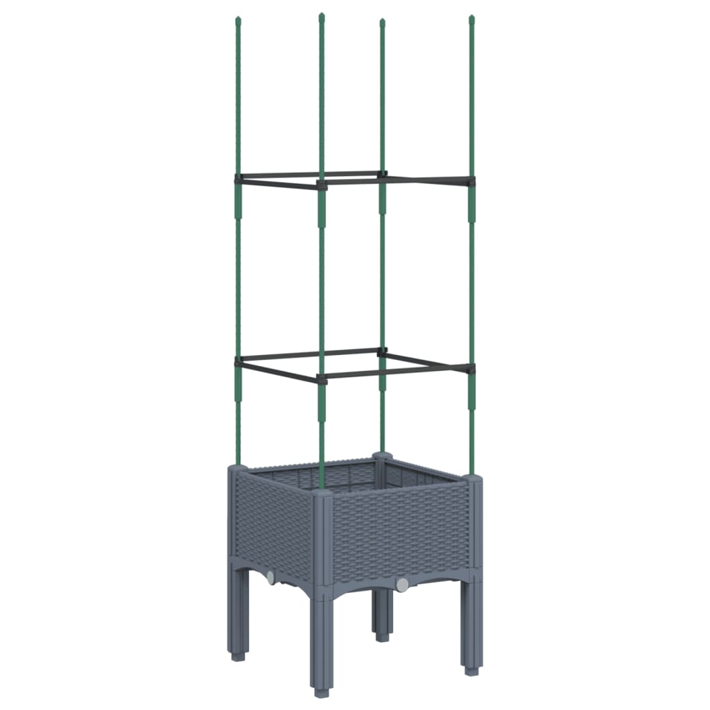 Plantenbak met latwerk 40x40x142,5 cm polypropeen blauwgrijs is nu te koop bij PeponiXL, paradijselijk wonen!