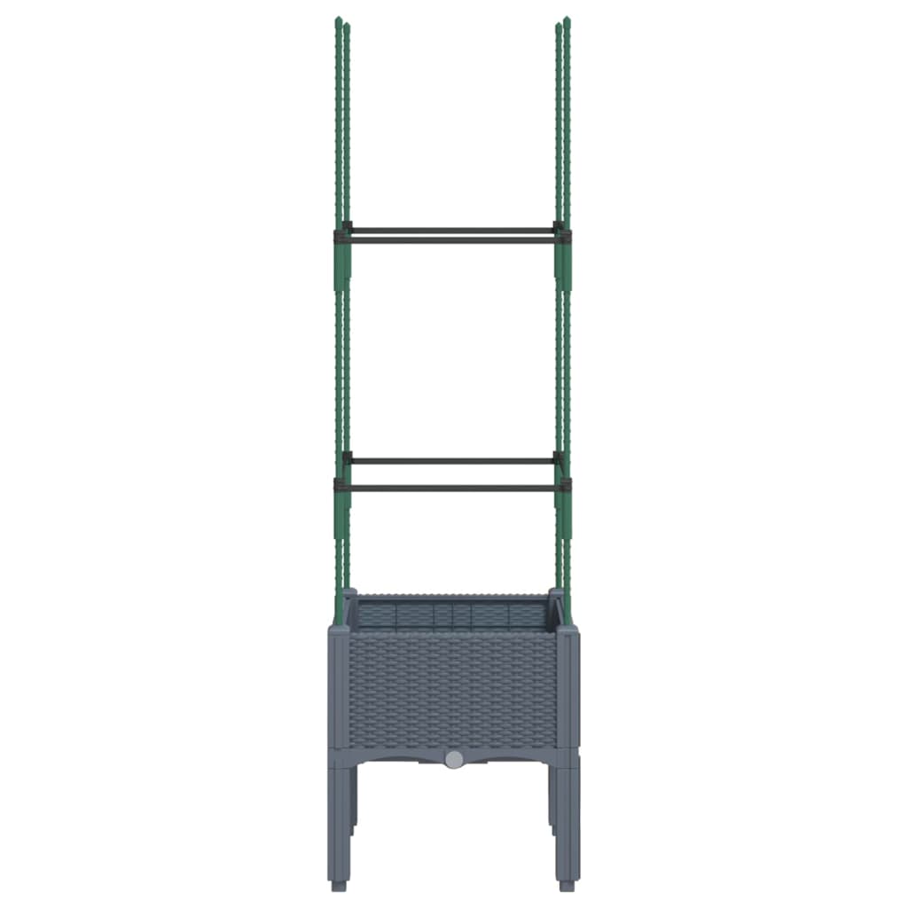 Plantenbak met latwerk 40x40x142,5 cm polypropeen blauwgrijs is nu te koop bij PeponiXL, paradijselijk wonen!