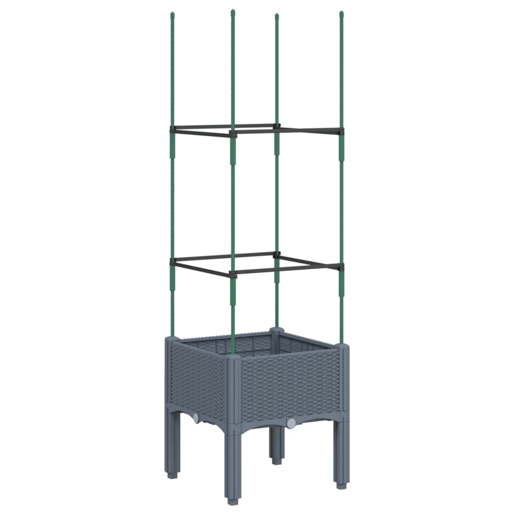 Plantenbak met latwerk 40x40x142,5 cm polypropeen blauwgrijs is nu te koop bij PeponiXL, paradijselijk wonen!