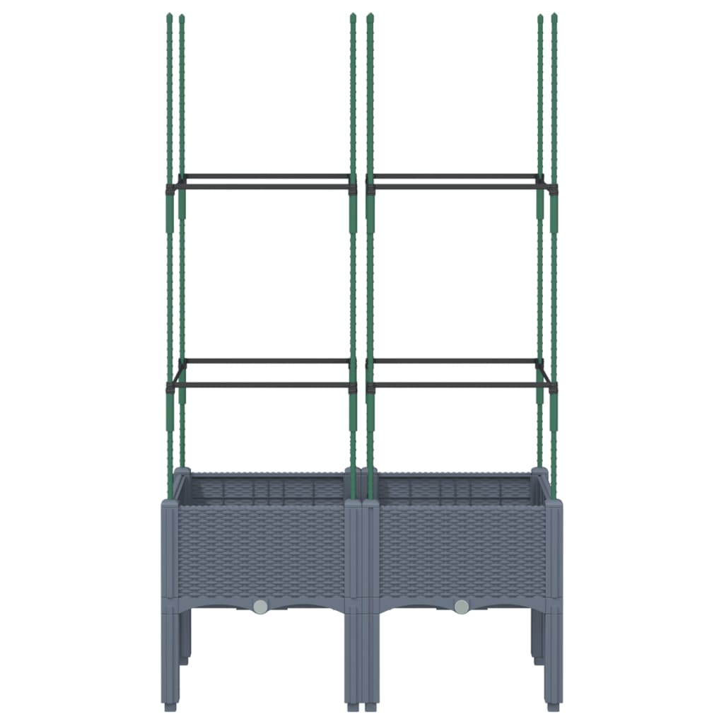 Plantenbak met latwerk 80x40x142,5 cm polypropeen blauwgrijs is nu te koop bij PeponiXL, paradijselijk wonen!