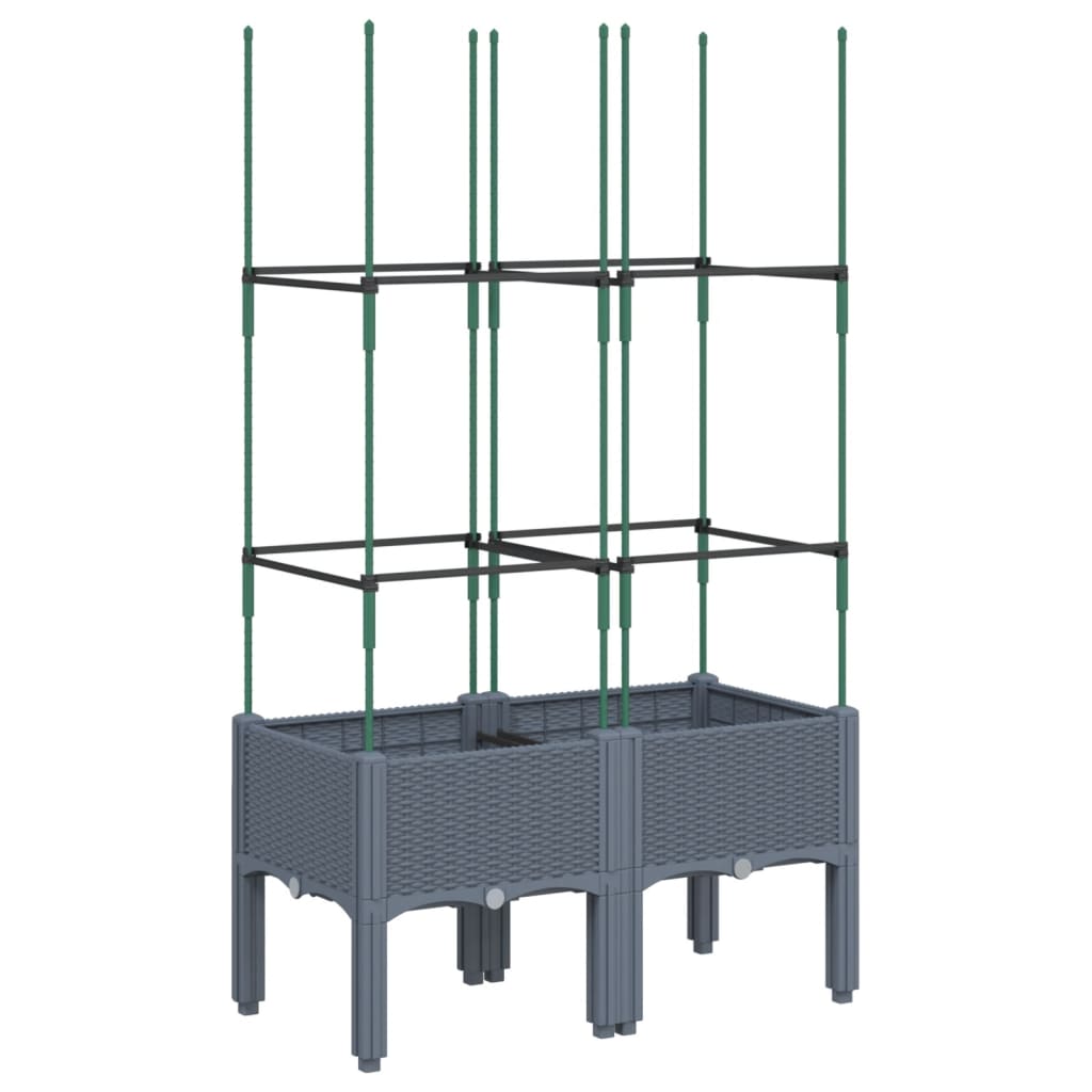 Plantenbak met latwerk 80x40x142,5 cm polypropeen blauwgrijs is nu te koop bij PeponiXL, paradijselijk wonen!