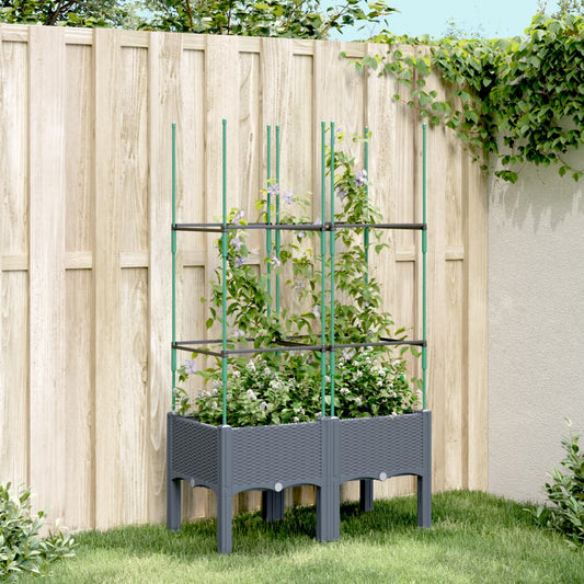 Plantenbak met latwerk 80x40x142,5 cm polypropeen blauwgrijs is nu te koop bij PeponiXL, paradijselijk wonen!