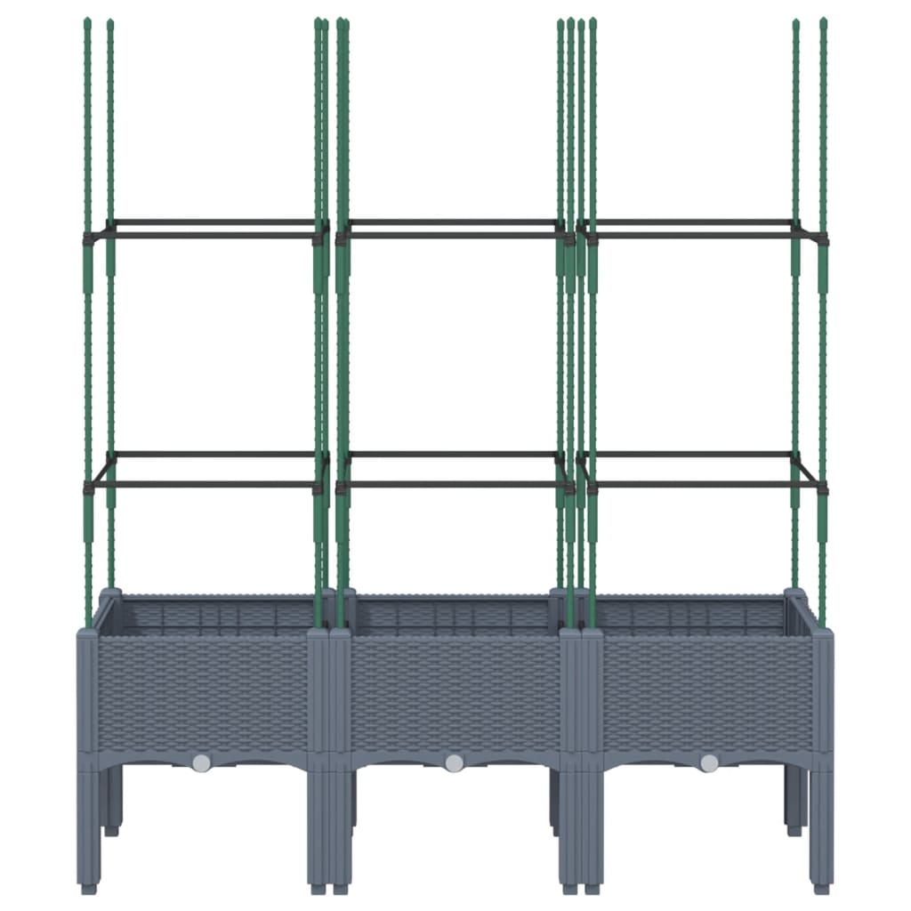 Plantenbak met latwerk 120x40x142,5 cm polypropeen blauwgrijs is nu te koop bij PeponiXL, paradijselijk wonen!