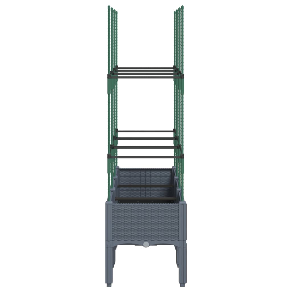Plantenbak met latwerk 120x40x142,5 cm polypropeen blauwgrijs is nu te koop bij PeponiXL, paradijselijk wonen!