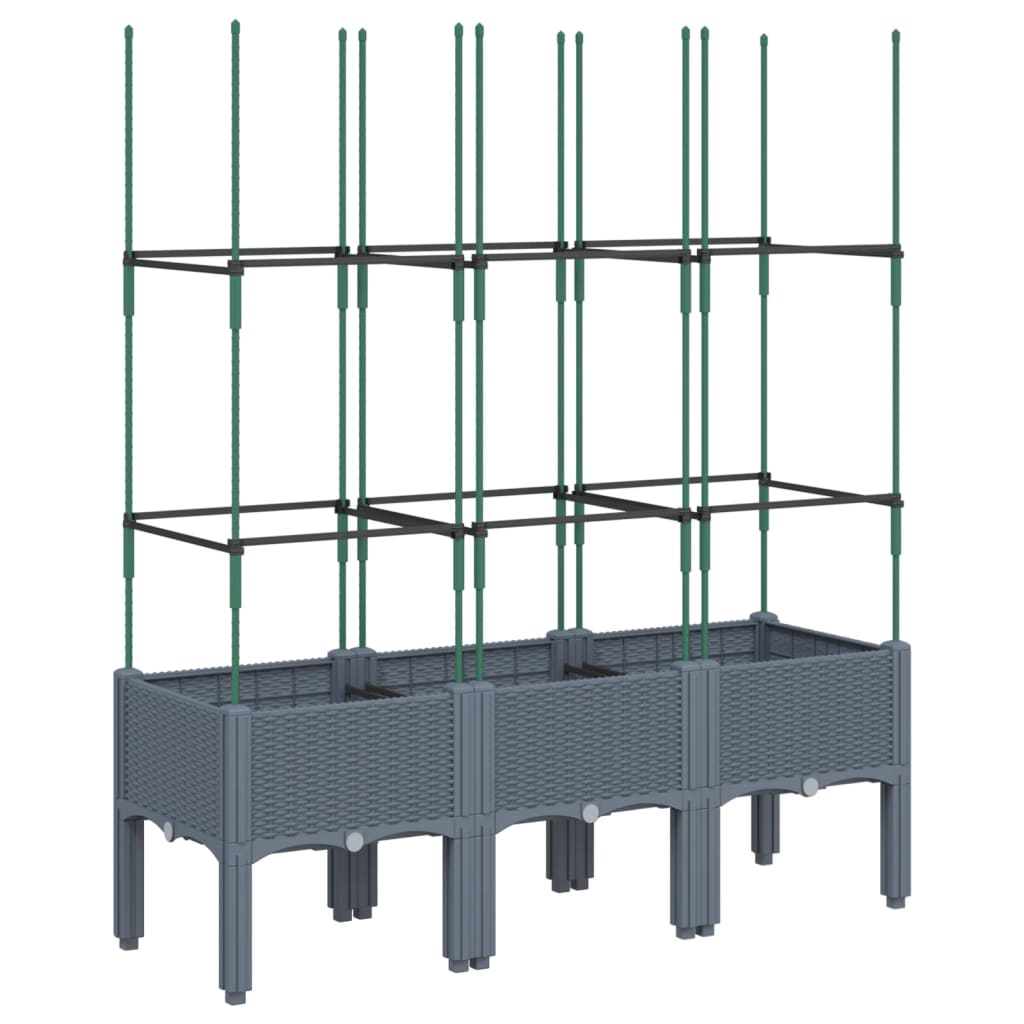 Plantenbak met latwerk 120x40x142,5 cm polypropeen blauwgrijs is nu te koop bij PeponiXL, paradijselijk wonen!