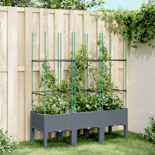 Plantenbak met latwerk 120x40x142,5 cm polypropeen blauwgrijs is nu te koop bij PeponiXL, paradijselijk wonen!
