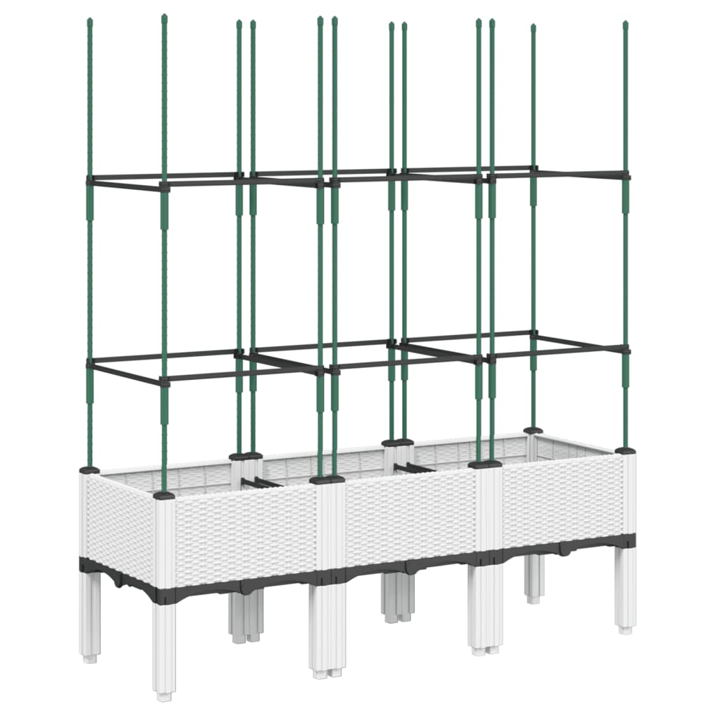 Plantenbak met latwerk 120x40x142,5 cm polypropeen wit is nu te koop bij PeponiXL, paradijselijk wonen!