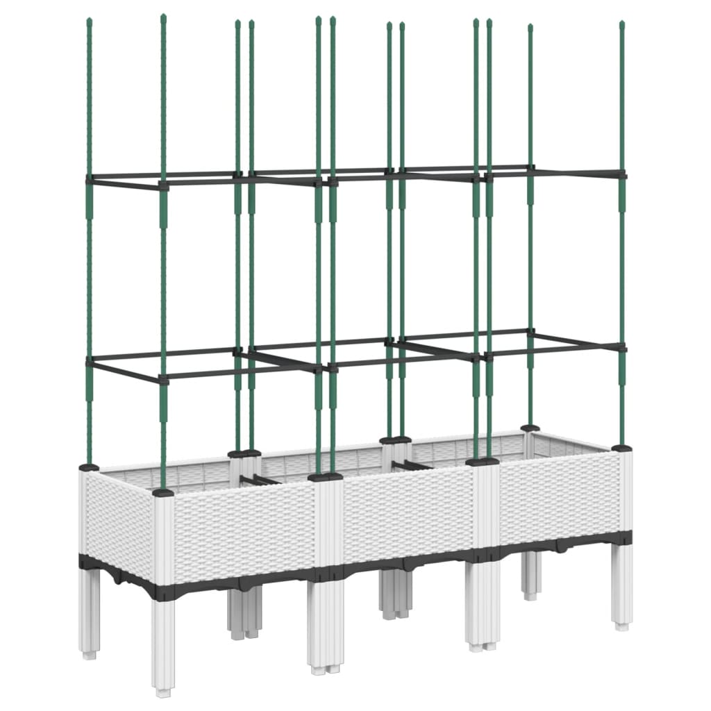Plantenbak met latwerk 120x40x142,5 cm polypropeen wit is nu te koop bij PeponiXL, paradijselijk wonen!