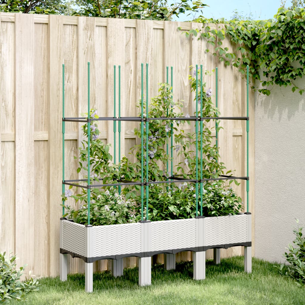 Plantenbak met latwerk 120x40x142,5 cm polypropeen wit is nu te koop bij PeponiXL, paradijselijk wonen!
