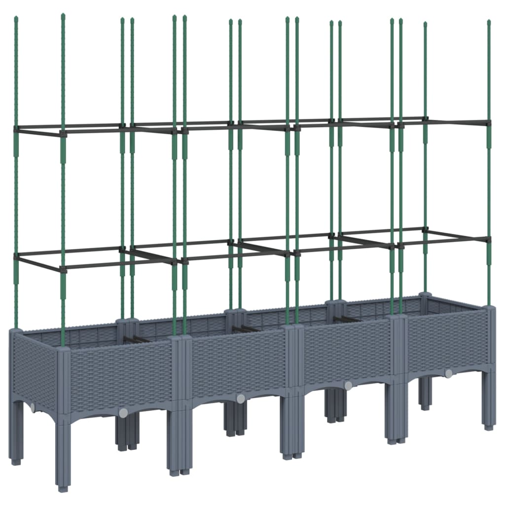 Plantenbak met latwerk 160x40x142,5 cm polypropeen blauwgrijs is nu te koop bij PeponiXL, paradijselijk wonen!
