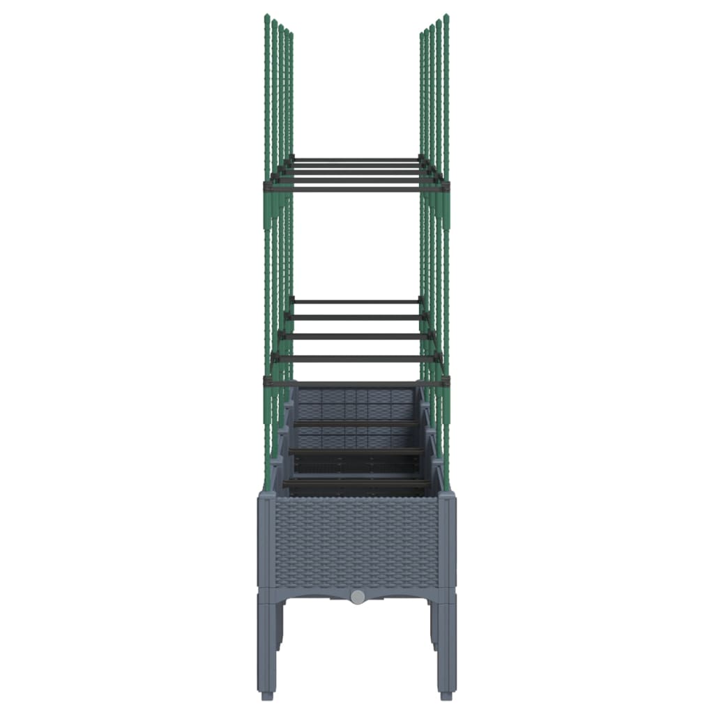 Plantenbak met latwerk 160x40x142,5 cm polypropeen blauwgrijs is nu te koop bij PeponiXL, paradijselijk wonen!