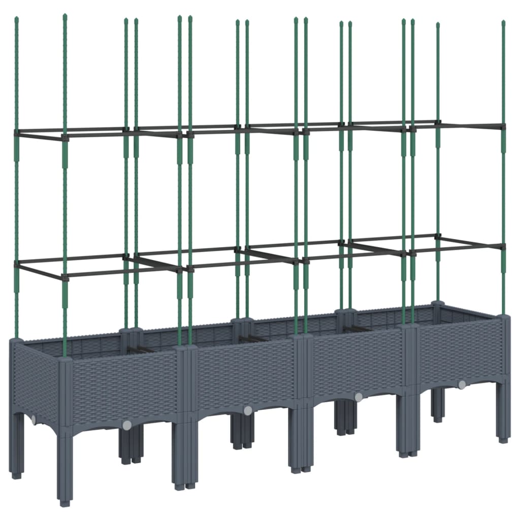 Plantenbak met latwerk 160x40x142,5 cm polypropeen blauwgrijs is nu te koop bij PeponiXL, paradijselijk wonen!